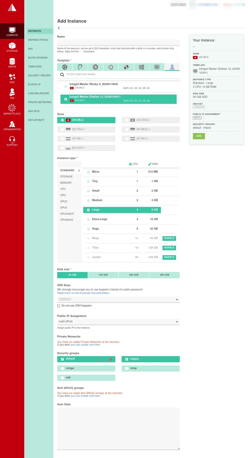 Install Icinga at Exoscale